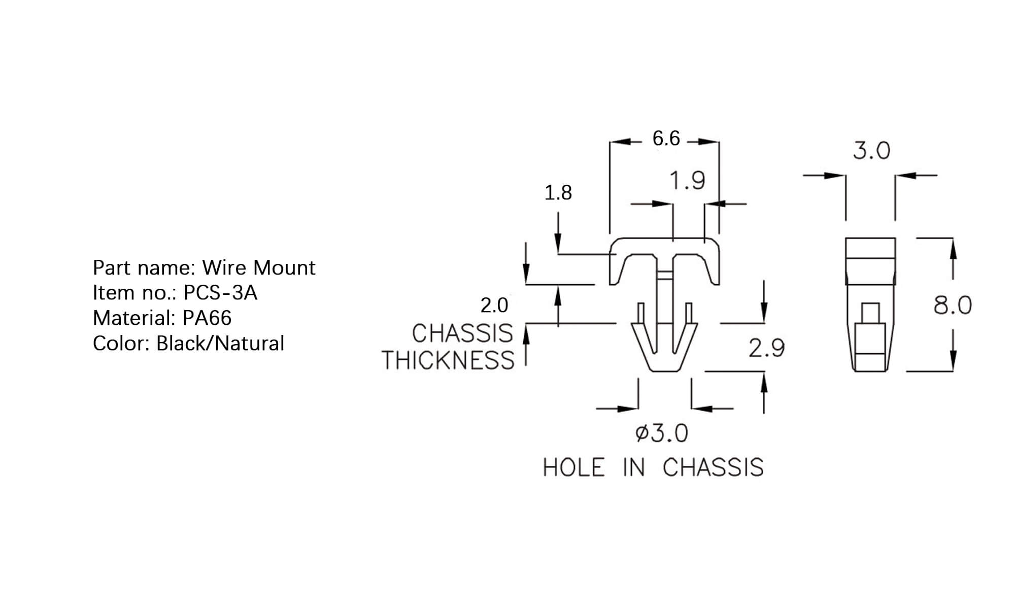 Plastic Wire Mount PCS-3A